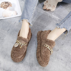 Wool shoes autumn winter fleece cotton shoes flat