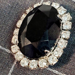 Gorgeous Unisex Black Oval Crystal Rhinestone Brooch - Samarlie