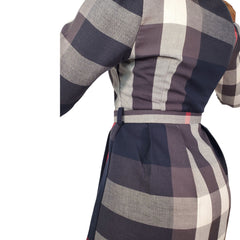 High Waist Lapel Plaid Dress