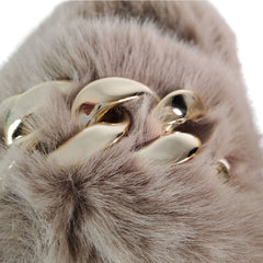 Khaki Gold Chain Thick Bottom Plush Slippers