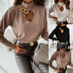 Black Gold Chain Fashion Collar Shirt - Samarlie