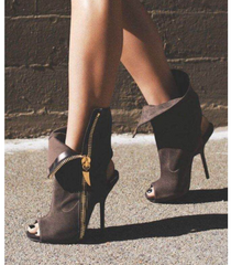 New European street style fashion lapel stiletto high heel fish mouth boots women's sandals