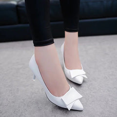 Leather bowknot pointed toe single spring summer stiletto NSZSC56114