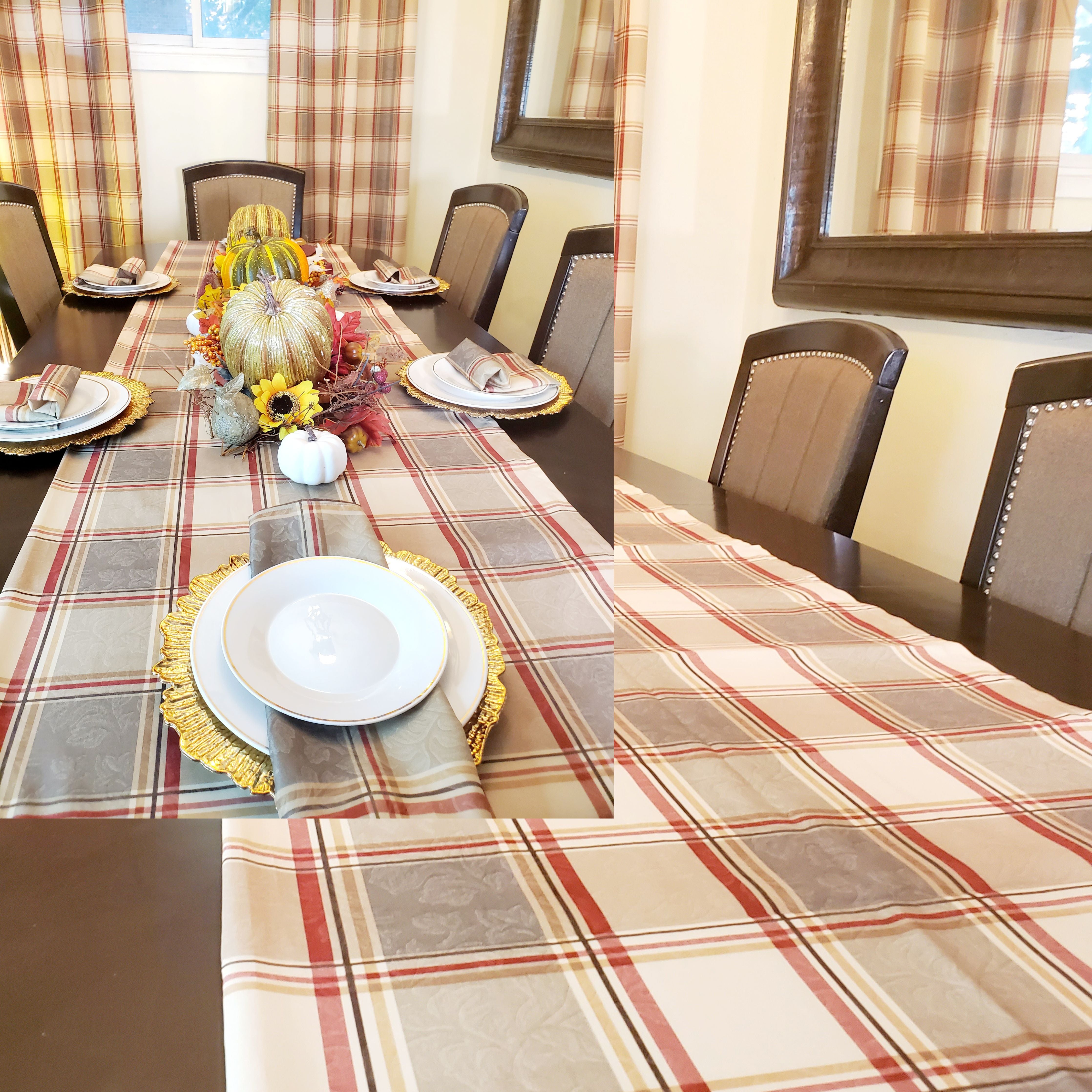 Solid Multicolor Plaid Dinning Table Set