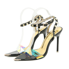 new fashion rivets pointed toe colorful stiletto sandals  NHSO371723