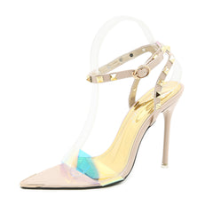 new fashion rivets pointed toe colorful stiletto sandals  NHSO371723