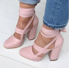 High heel thick heel strap sandals