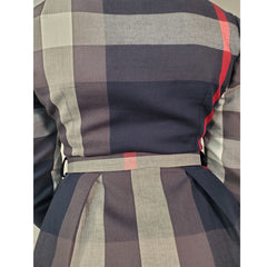 High Waist Lapel Plaid Dress