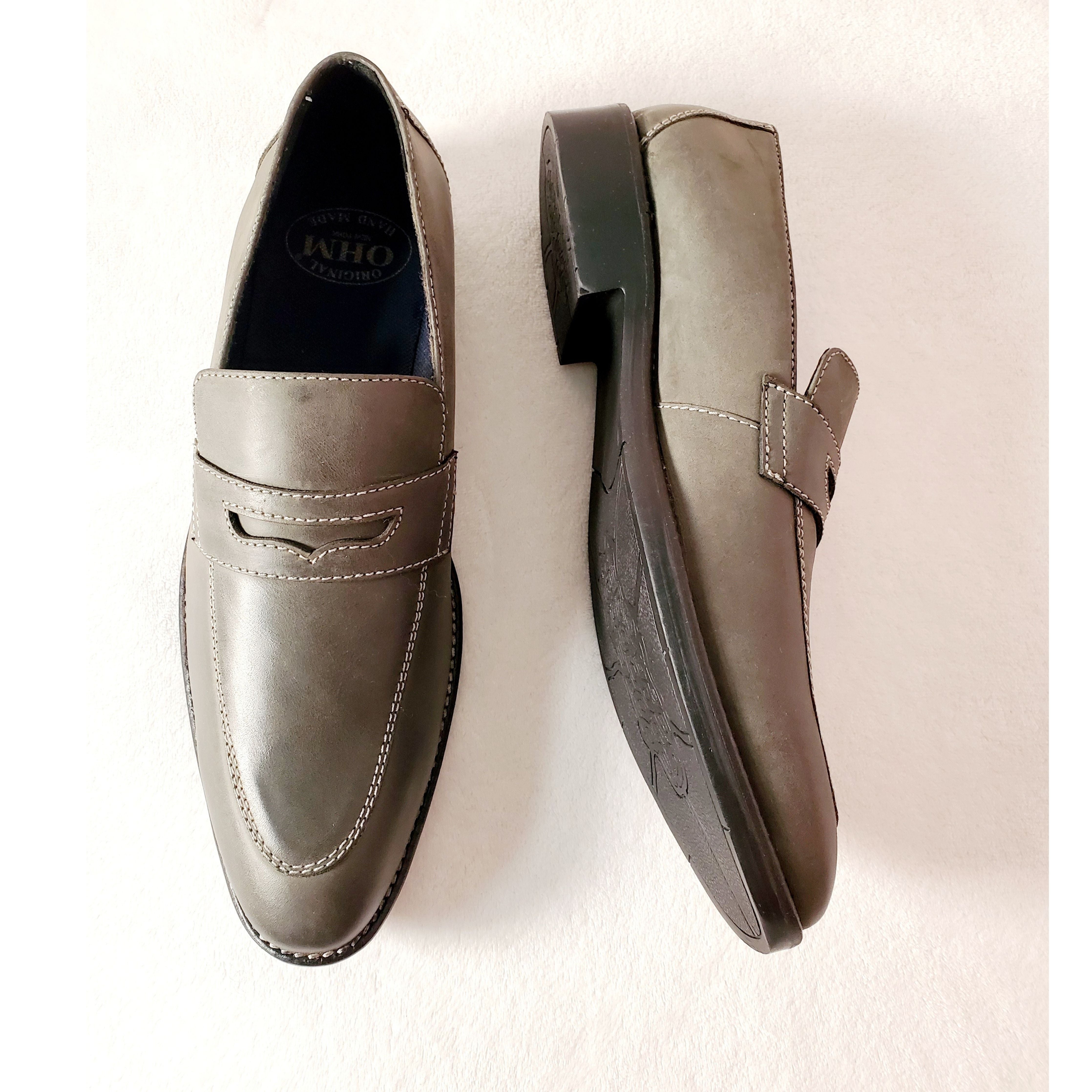 Double Stitched Penny Loafer Shoe in Grey