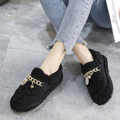 Wool shoes autumn winter fleece cotton shoes flat