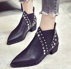 Punk Style Ankle Rivets Pointed Toe Boots