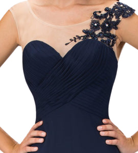 Floor-Length Elegant Champagne Corset Evening Gown