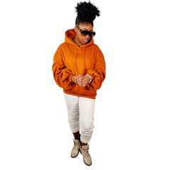 Ruffled Sleeve Drawstring Pumpkin Hoodie