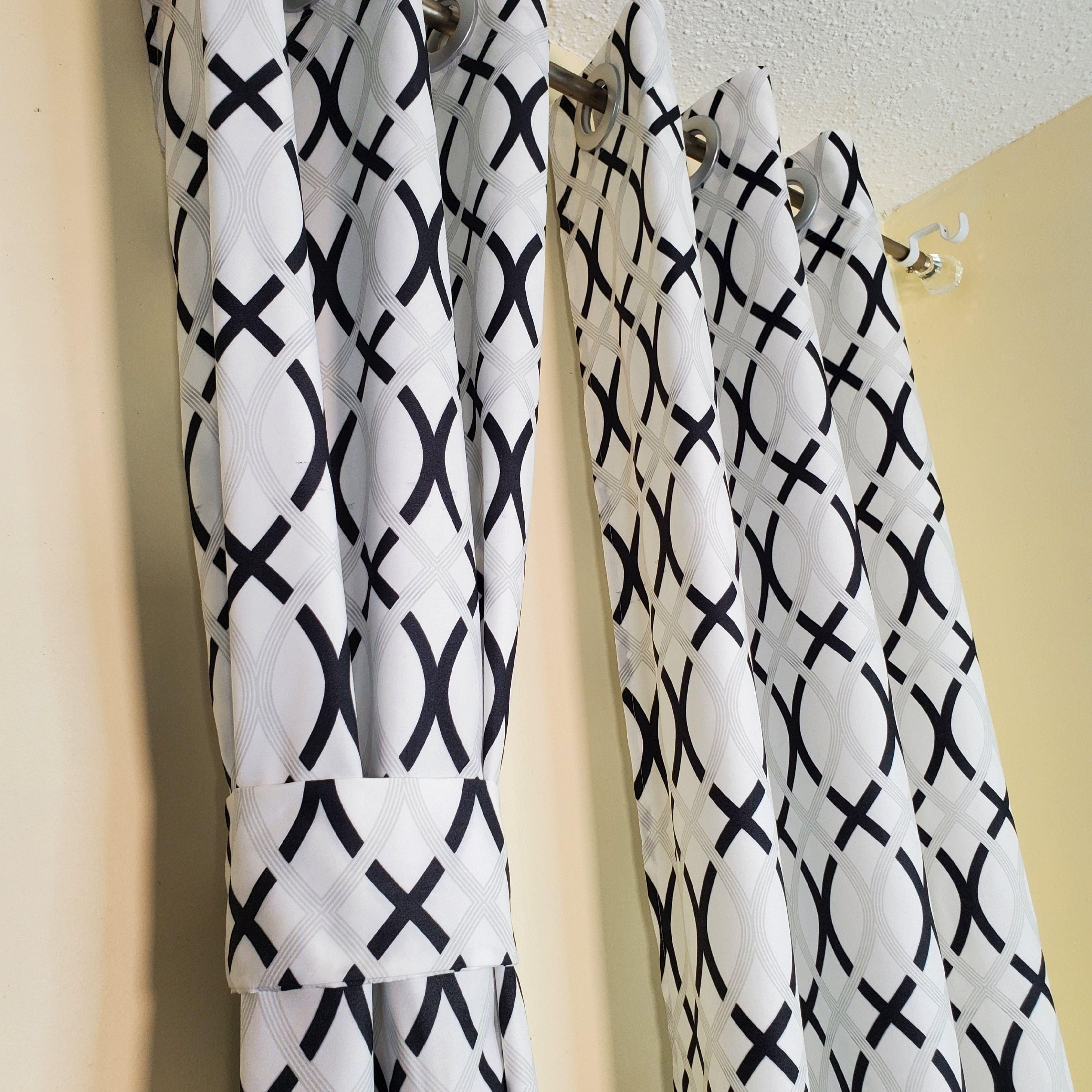 Geometric Black & White Curtains From Queen Set - Samarlie