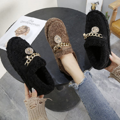 Wool shoes autumn winter fleece cotton shoes flat