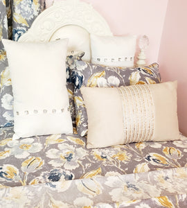 Grey Floral Print Full Size Bedroom Set