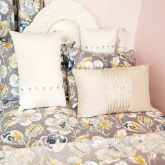 Grey Floral Print Full Size Bedroom Set