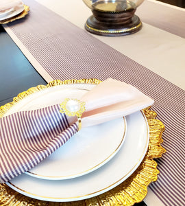 Beige & Brown stripe Dinning table Set