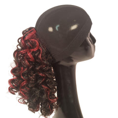 Red Highlight Curly Hair Cap Ponytail - Samarlie