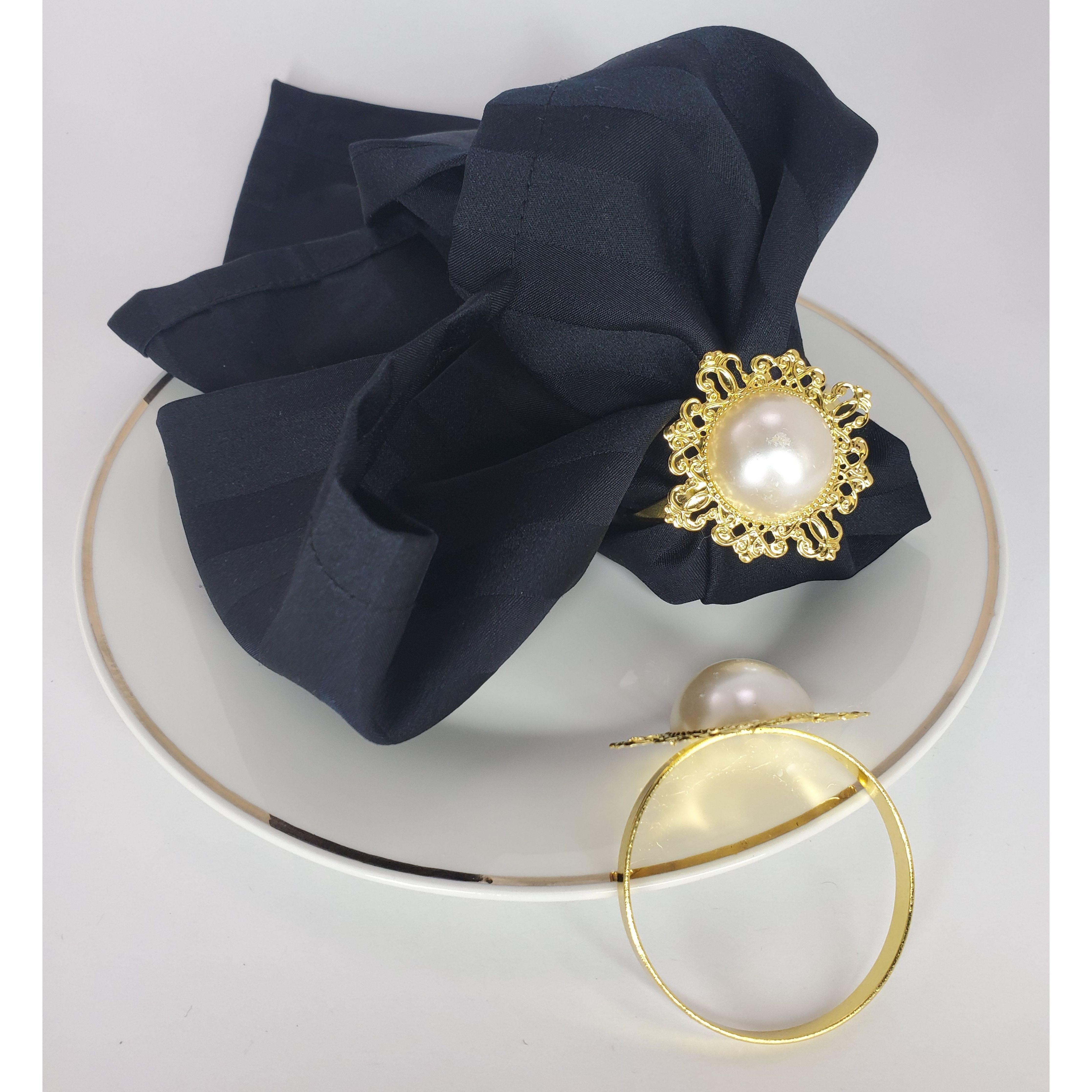 Antique Gold Faux Pearl Napkin Ring - Samarlie