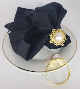 Antique Gold Faux Pearl Napkin Ring