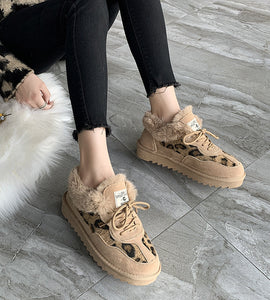 Leopard print platform boots