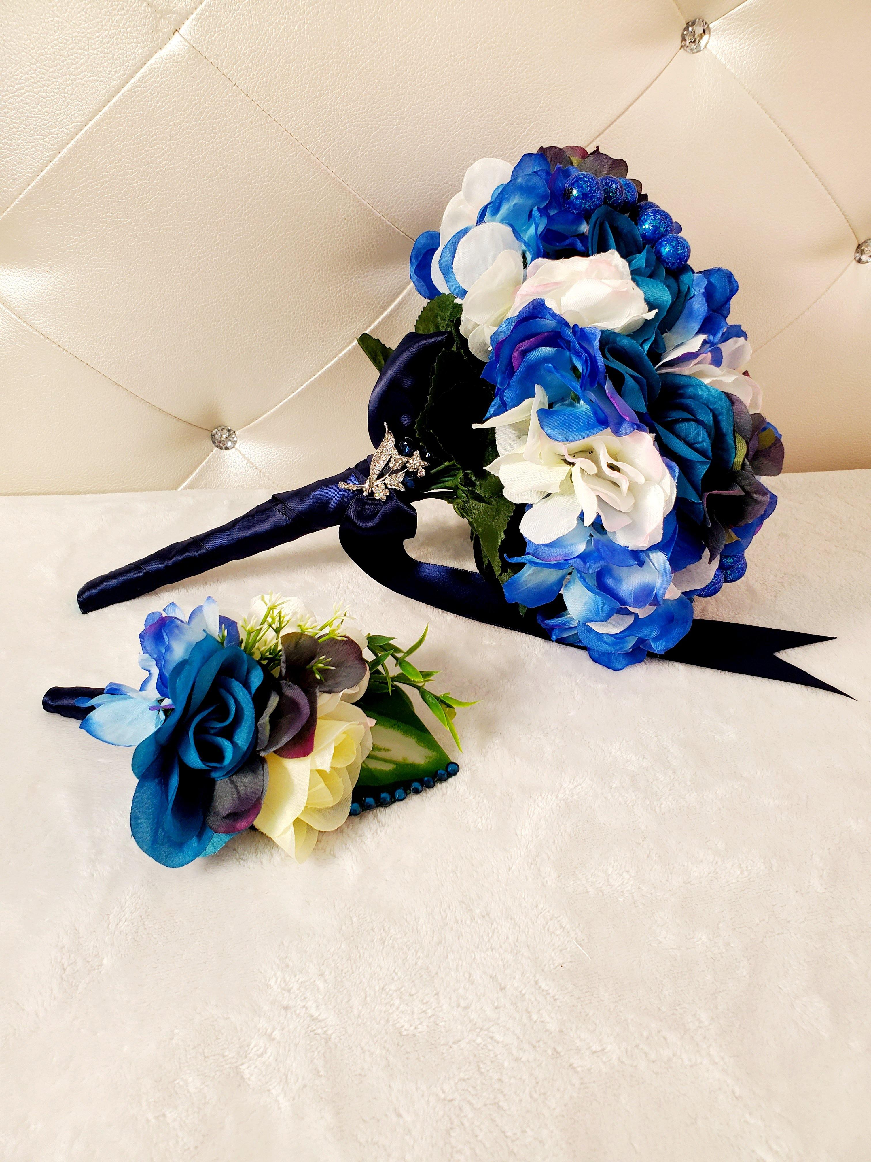 Blue Bridal Boutonnieres & Bouquet - Samarlie