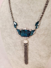 Blue Gems & Diamond Imitation Necklace - Samarlie