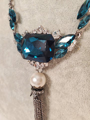 Blue Gems & Diamond Imitation Necklace - Samarlie