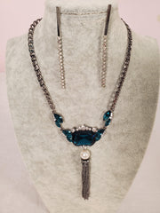 Blue Gems & Diamond Imitation Necklace - Samarlie