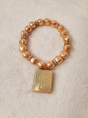 Gold Beaded Bible Charm Bracelet - Samarlie