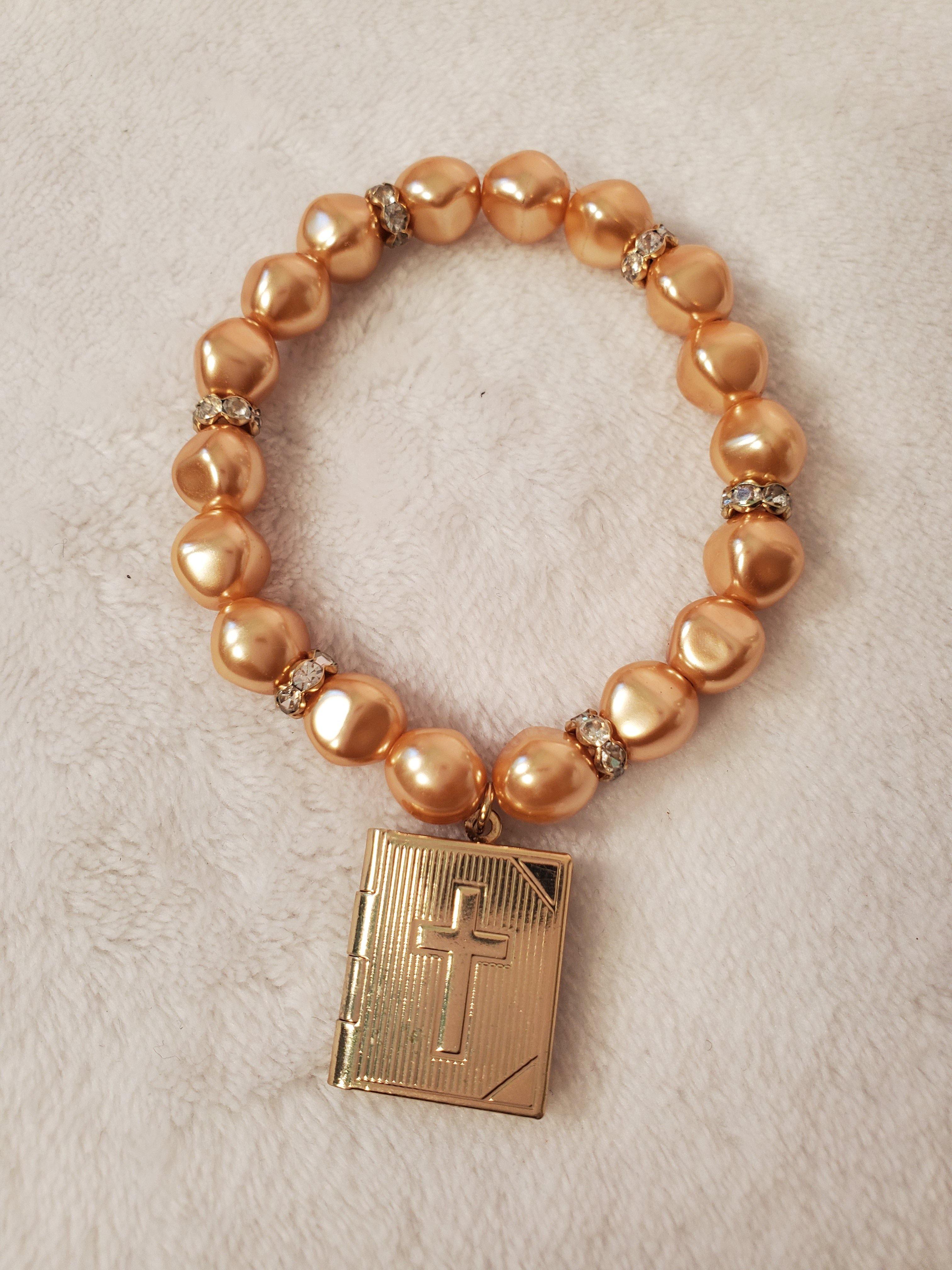 Gold Beaded Bible Charm Bracelet - Samarlie