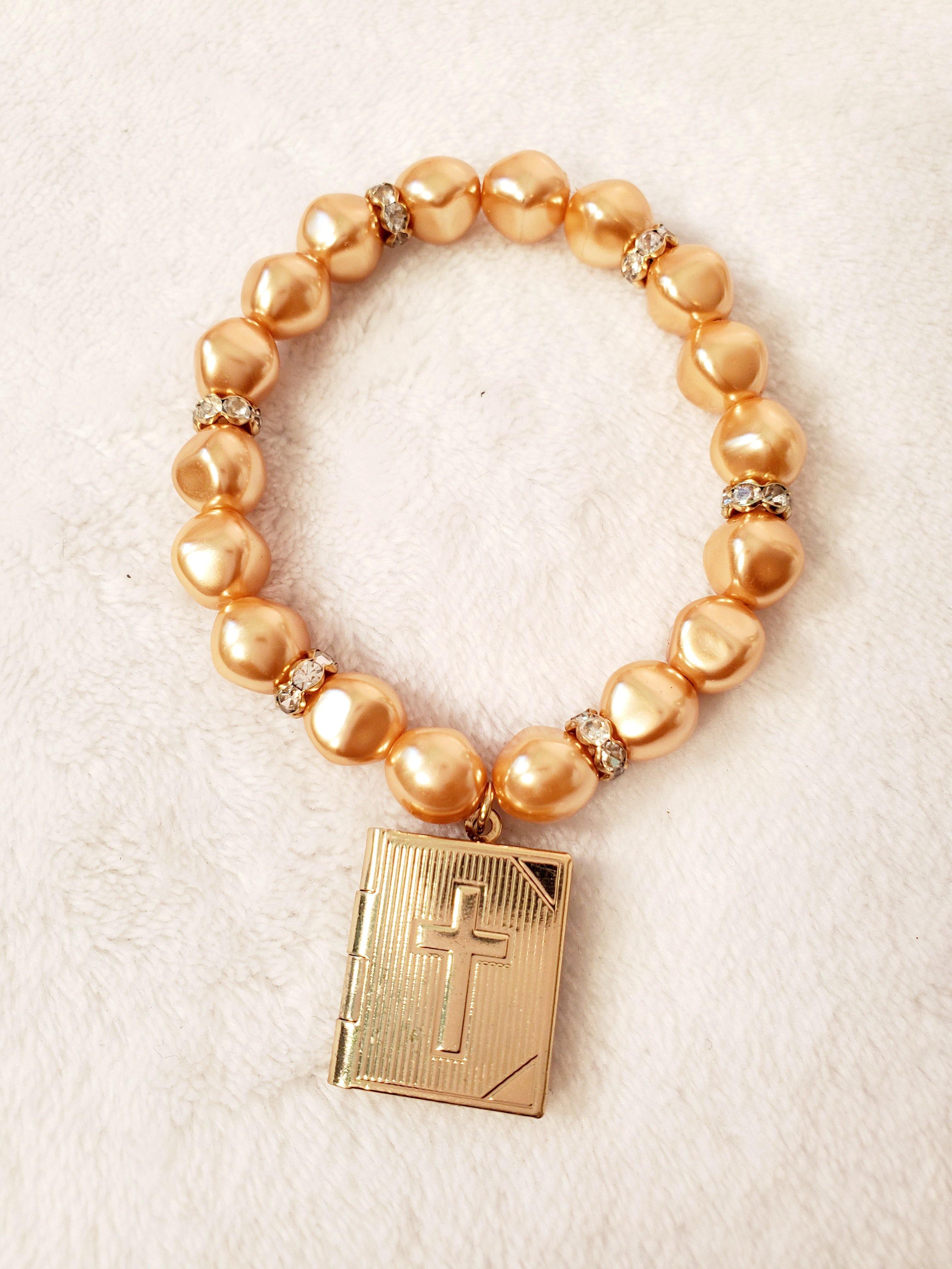 Gold Beaded Bible Charm Bracelet - Samarlie