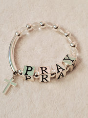 Pray Letter Blocks Cross Charm Bracelet - Samarlie