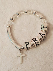 Pray Letter Blocks Cross Charm Bracelet - Samarlie