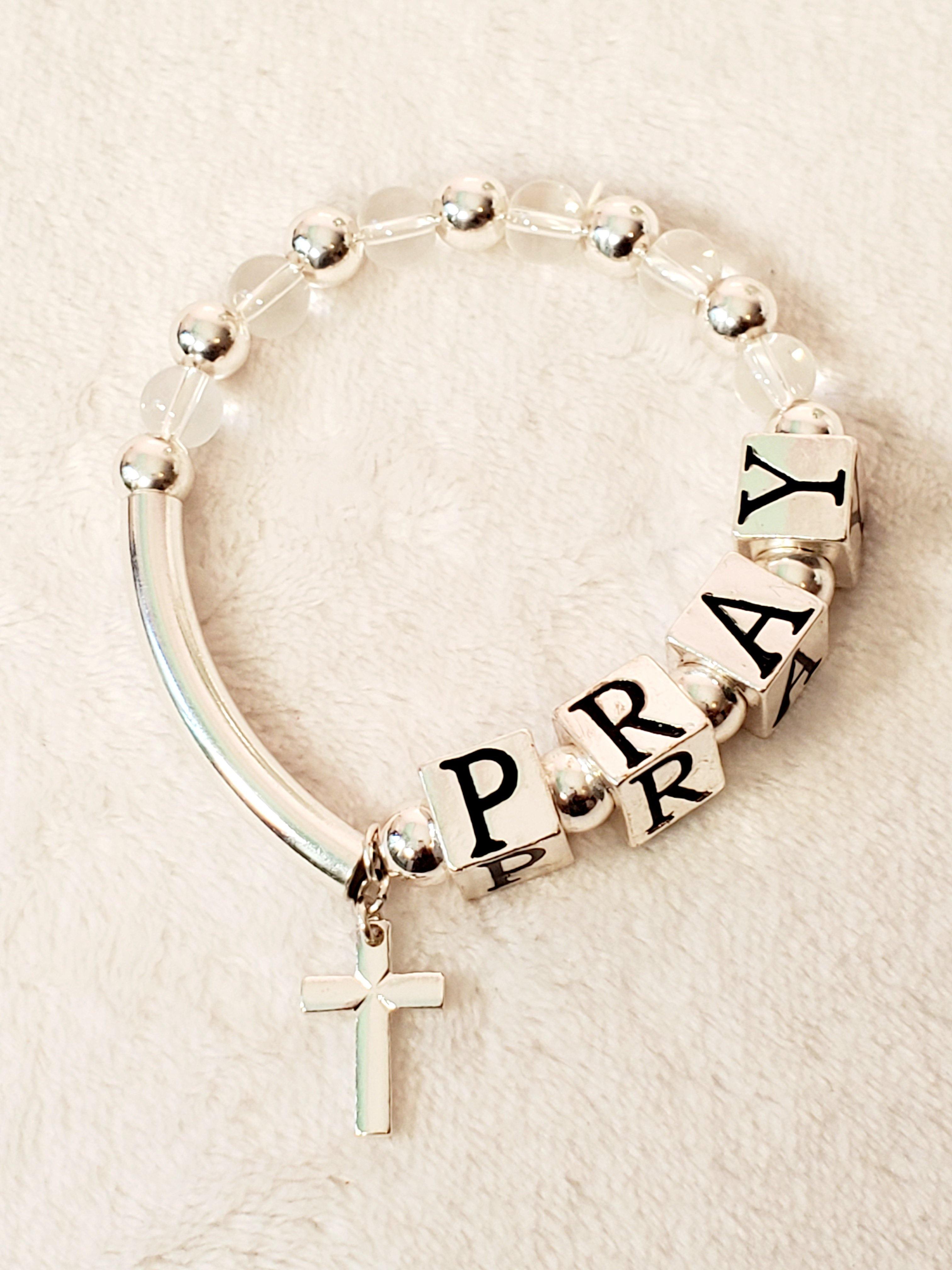 Pray Letter Blocks Cross Charm Bracelet - Samarlie