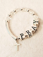 Pray Letter Blocks Cross Charm Bracelet - Samarlie