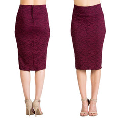 Off-White Elegant Floral Lace Pencil Skirt