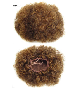 Short Brown Afro Puff Curly Synthetic Hair Bun