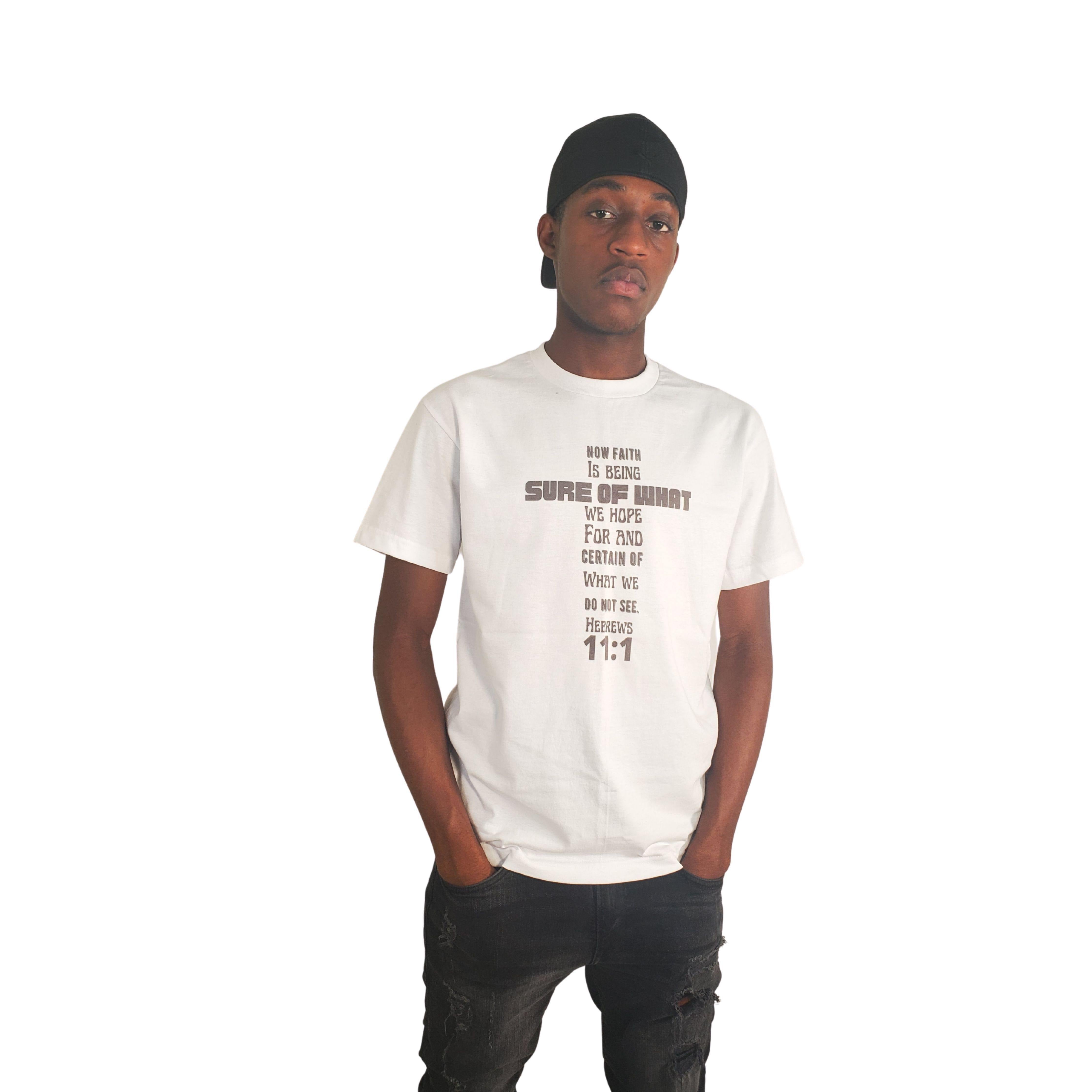 White Hebrews 11:1 Scripture T-Shirt - Samarlie