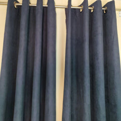 Black Faux Suede Window Curtains - Samarlie