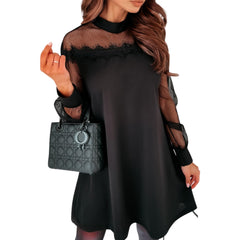 Black Gorgeous Polka Dots Lace Dress - Samarlie