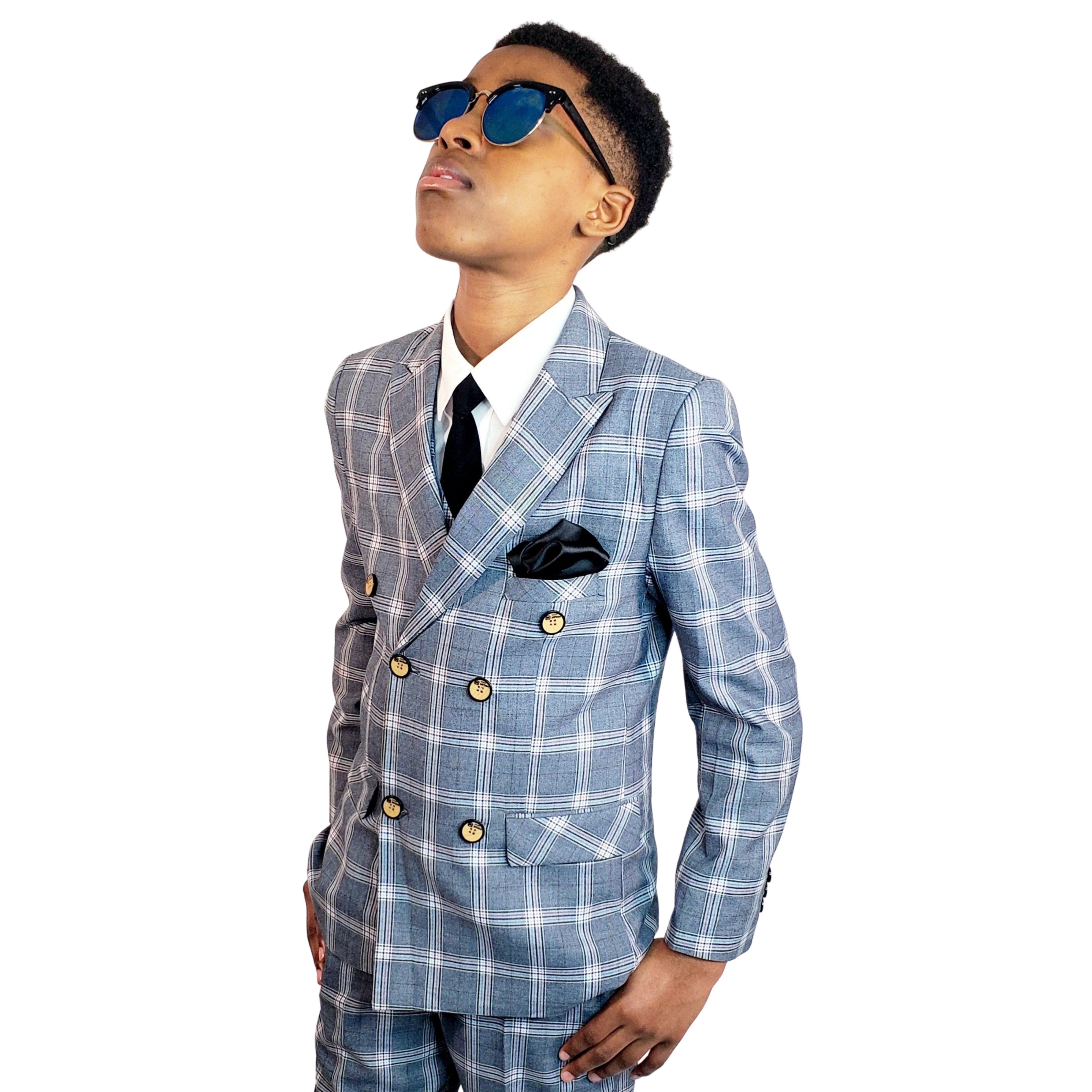 Men's Luxury Plaid Double Breasted Suit