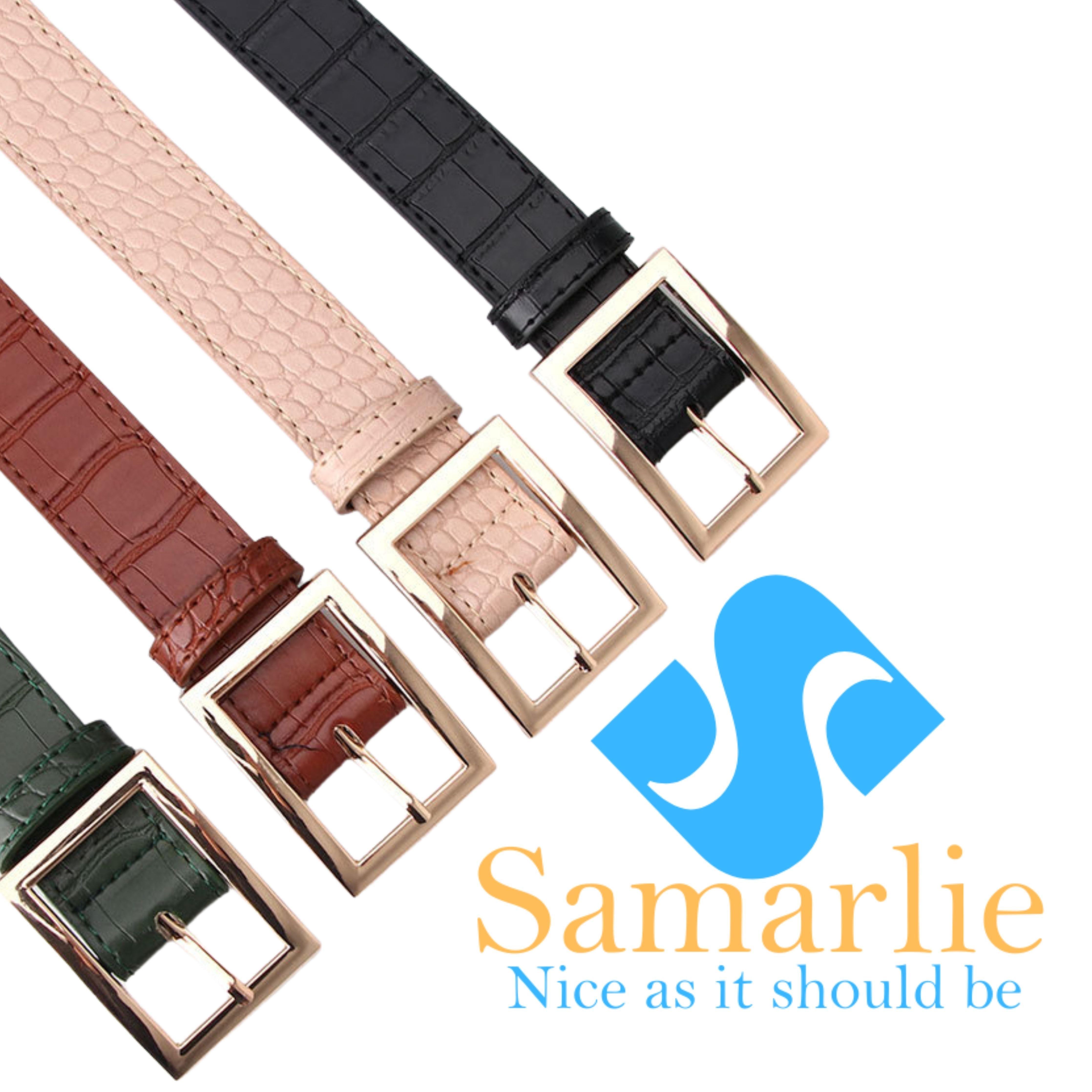 Fashion Link Gold Metal Chain Stitching Camel Belt - Samarlie