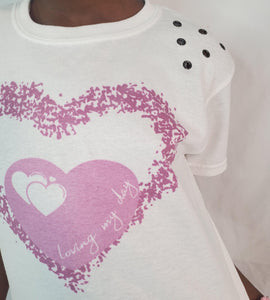 Cute Loving My Day Print T-Shirt