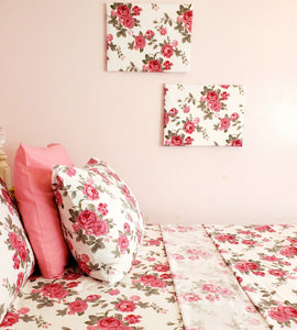 Pink Floral Print Twin Size Bedroom Set