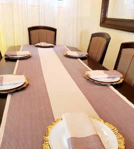 Beige & Brown stripe Dinning table Set