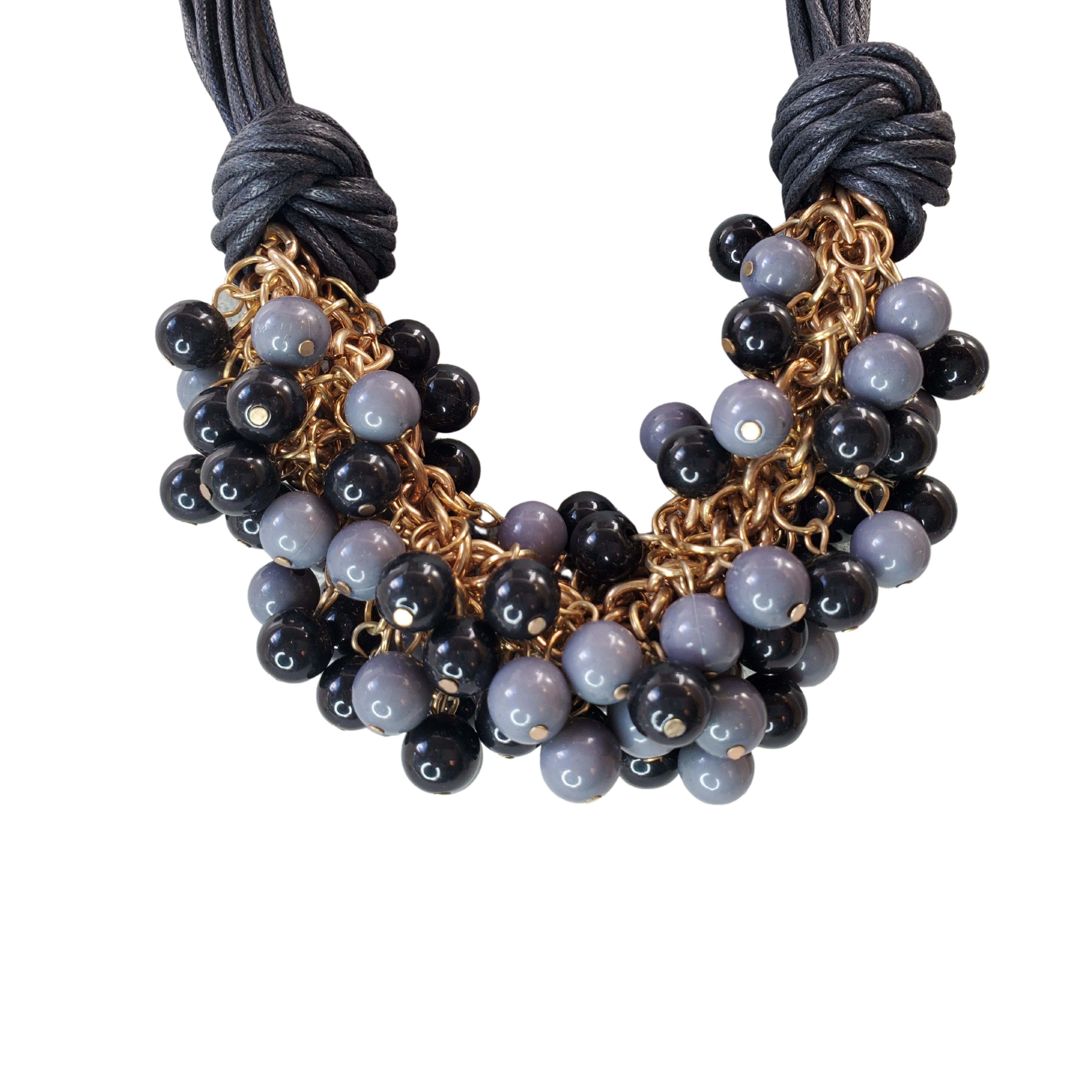 Black & Grey Beaded Necklace Samarlie 