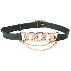 Fashion Link Gold Metal Chain Stitching Camel Belt - Samarlie