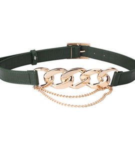 Fashion Link Gold Metal Chain Stitching Belt